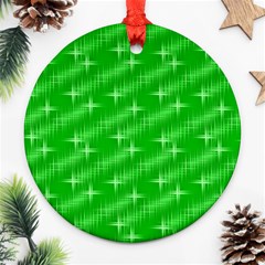 Many Stars, Neon Green Round Ornament (two Sides) 