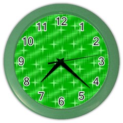 Many Stars, Neon Green Color Wall Clocks by ImpressiveMoments