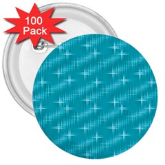 Many Stars,aqua 3  Buttons (100 Pack) 