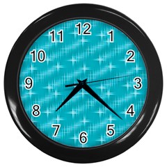 Many Stars,aqua Wall Clocks (black)