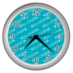 Many Stars,aqua Wall Clocks (silver) 