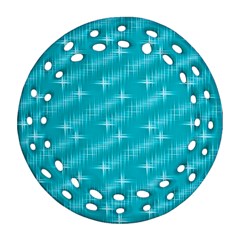 Many Stars,aqua Round Filigree Ornament (2side)