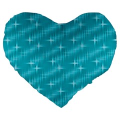 Many Stars,aqua Large 19  Premium Heart Shape Cushions