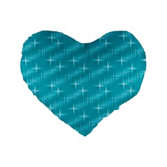 Many Stars,aqua Standard 16  Premium Flano Heart Shape Cushions