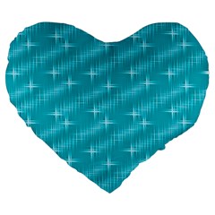 Many Stars,aqua Large 19  Premium Flano Heart Shape Cushions