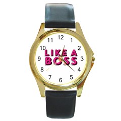 Like A Boss  Round Gold Metal Watches