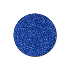 Sparkling Glitter Blue Rubber Coaster (Round) 