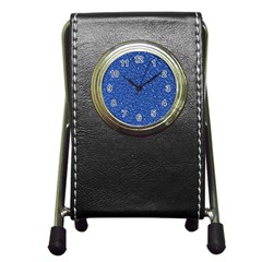 Sparkling Glitter Blue Pen Holder Desk Clocks by ImpressiveMoments