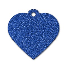 Sparkling Glitter Blue Dog Tag Heart (One Side)