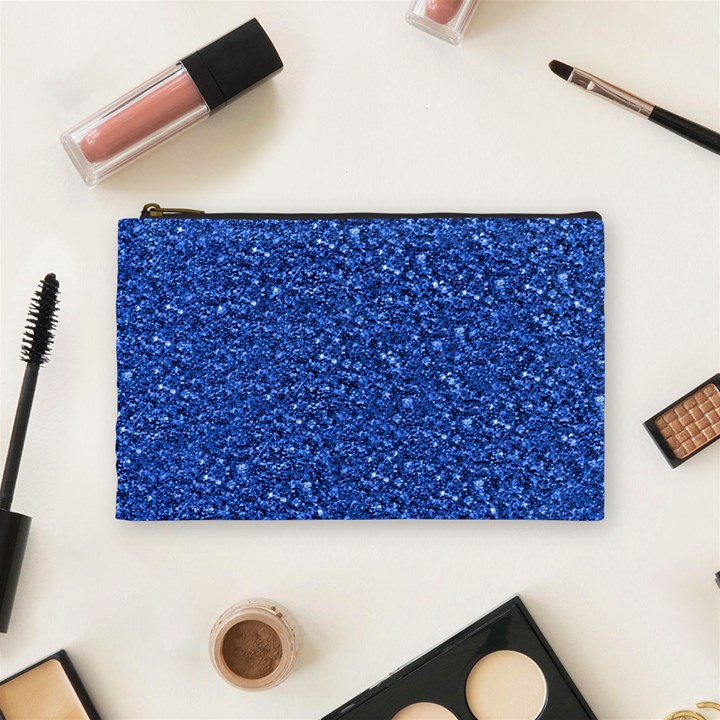 Sparkling Glitter Blue Cosmetic Bag (Medium) 