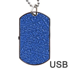 Sparkling Glitter Blue Dog Tag USB Flash (One Side)