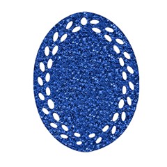 Sparkling Glitter Blue Oval Filigree Ornament (2-Side) 