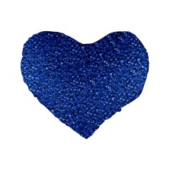 Sparkling Glitter Blue Standard 16  Premium Heart Shape Cushions