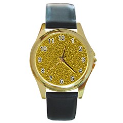 Sparkling Glitter Golden Round Gold Metal Watches