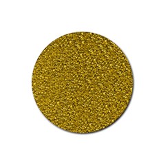 Sparkling Glitter Golden Rubber Coaster (round) 