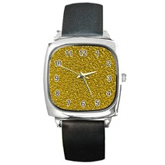 Sparkling Glitter Golden Square Metal Watches