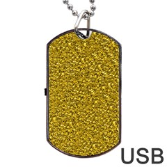 Sparkling Glitter Golden Dog Tag Usb Flash (one Side)