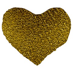 Sparkling Glitter Golden Large 19  Premium Heart Shape Cushions