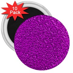 Sparkling Glitter Hot Pink 3  Magnets (10 Pack) 