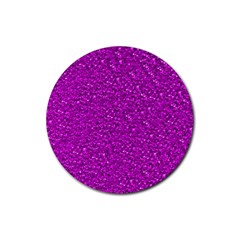 Sparkling Glitter Hot Pink Rubber Round Coaster (4 Pack) 