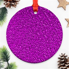 Sparkling Glitter Hot Pink Round Ornament (two Sides) 