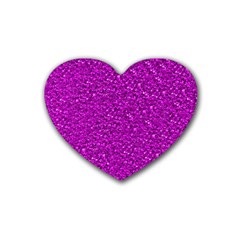 Sparkling Glitter Hot Pink Rubber Coaster (heart) 