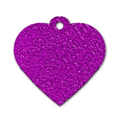 Sparkling Glitter Hot Pink Dog Tag Heart (two Sides) by ImpressiveMoments