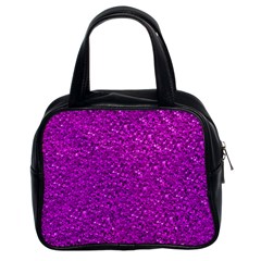 Sparkling Glitter Hot Pink Classic Handbags (2 Sides)