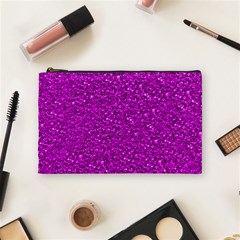 Sparkling Glitter Hot Pink Cosmetic Bag (medium) 