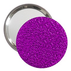 Sparkling Glitter Hot Pink 3  Handbag Mirrors