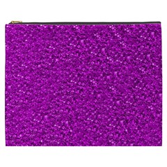 Sparkling Glitter Hot Pink Cosmetic Bag (xxxl) 