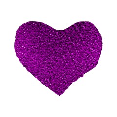 Sparkling Glitter Hot Pink Standard 16  Premium Heart Shape Cushions