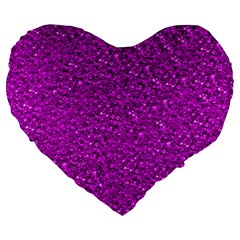 Sparkling Glitter Hot Pink Large 19  Premium Heart Shape Cushions