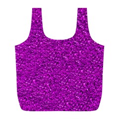 Sparkling Glitter Hot Pink Full Print Recycle Bags (l) 