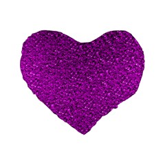 Sparkling Glitter Hot Pink Standard 16  Premium Flano Heart Shape Cushions by ImpressiveMoments