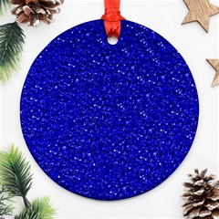 Sparkling Glitter Inky Blue Ornament (round) 