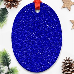 Sparkling Glitter Inky Blue Ornament (oval) 