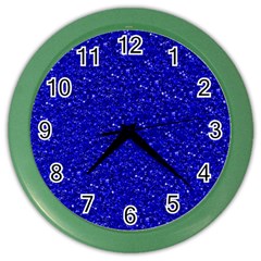 Sparkling Glitter Inky Blue Color Wall Clocks