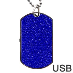 Sparkling Glitter Inky Blue Dog Tag Usb Flash (one Side)