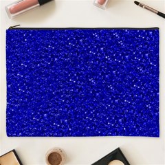 Sparkling Glitter Inky Blue Cosmetic Bag (xxxl) 