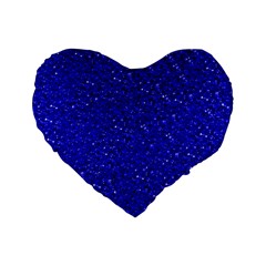 Sparkling Glitter Inky Blue Standard 16  Premium Heart Shape Cushions