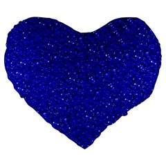 Sparkling Glitter Inky Blue Large 19  Premium Heart Shape Cushions