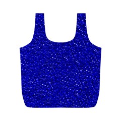 Sparkling Glitter Inky Blue Full Print Recycle Bags (m) 