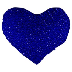 Sparkling Glitter Inky Blue Large 19  Premium Flano Heart Shape Cushions