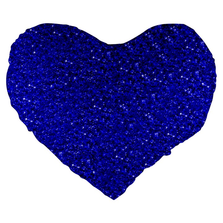 Sparkling Glitter Inky Blue Large 19  Premium Flano Heart Shape Cushions