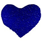 Sparkling Glitter Inky Blue Large 19  Premium Flano Heart Shape Cushions Back