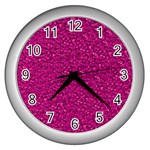 Sparkling Glitter Pink Wall Clocks (Silver)  Front