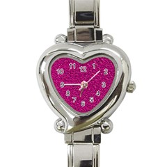 Sparkling Glitter Pink Heart Italian Charm Watch