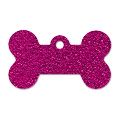 Sparkling Glitter Pink Dog Tag Bone (one Side)