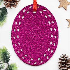 Sparkling Glitter Pink Oval Filigree Ornament (2-side) 